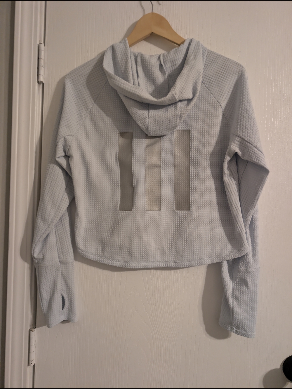 adidas Light Blue Waffle-Knit Cropped Hoodie - Picture 2 of 3